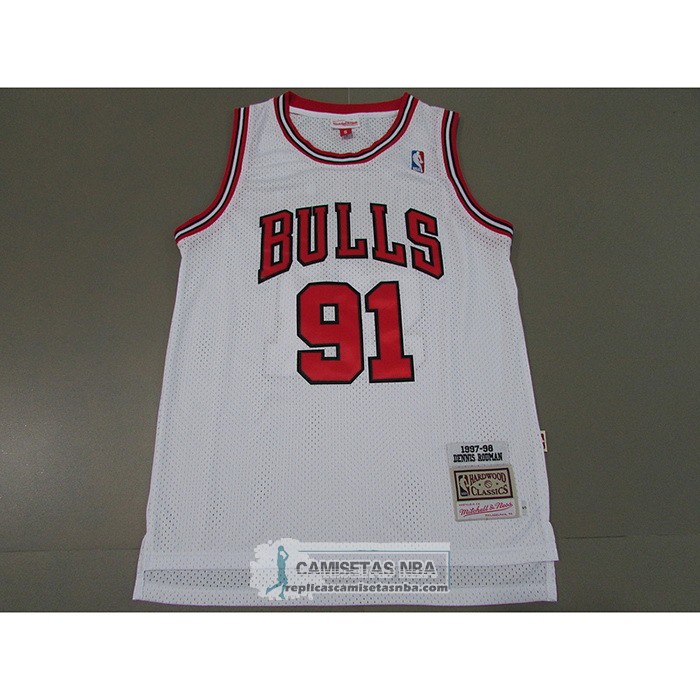 Camiseta Chicago Bulls Dennis Rodman Mitchell & Ness 1997-98 Blanco